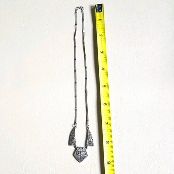 Vintage Art Deco 1920s Marcasite Sterling Silver Pendant Necklace - Picture 14 of 16